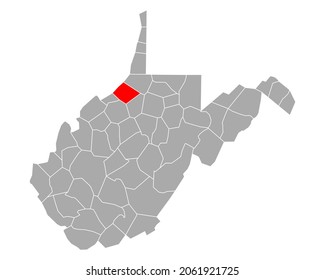 Map of Tyler in West Virginia on white