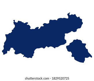 Mapa del Tirol de color azul