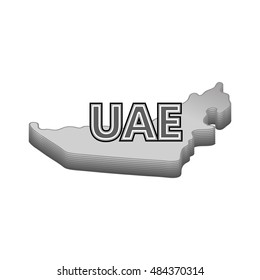Map of UAE icon in black monochrome style isolated on white background. Geography symbol vector illustration