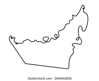 Map of UAE as line drawing on white background. Vector