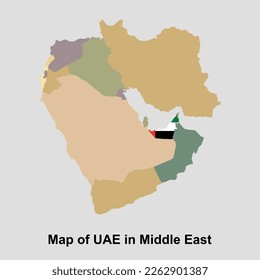 Map of UAE in Middle East isolated vector illustration