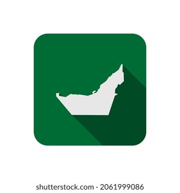 Map of UAE on green square with long shadow