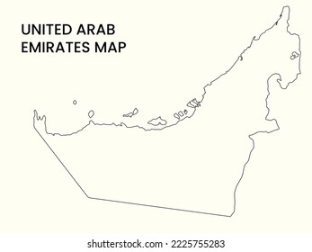 Map of UAE, Outline Map UAE vector Illustration, Map of UAE with an outline. UAE map.