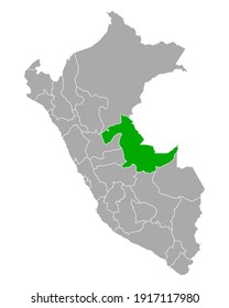 Map of Ucayali in Peru on white