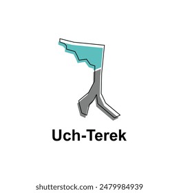 Map of Uch Terek illustration design template, Map have all province and mark the capital city of Kyrgyzstan, suitable for your company