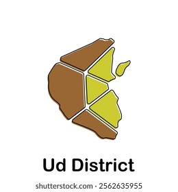 map of Ud District geometric modern outline, High detailed vector illustration design