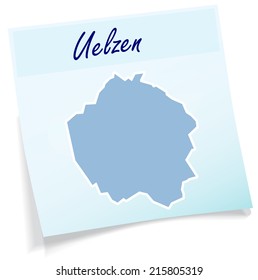 Map of Uelzen as sticky note in blue