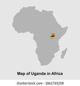 Karte Uganda in Afrika einzeln auf Vektorgrafik