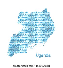 map of Uganda from binary code vector illustration