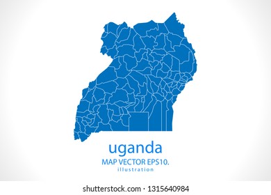 Map of uganda - High detailed blue map on white background. Abstract design vector illustration eps 10. - เวกเตอร์