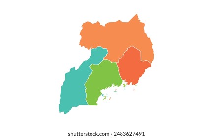 Map of Uganda isolated modern colorful style. for website layouts, background, education, precise, customizable, Travel worldwide, map silhouette backdrop, earth geography, political, reports. 