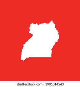 Map of Uganda isolated on red background, Vector Illustration EPS 10