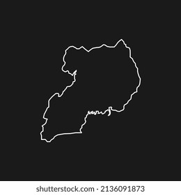 Map of Uganda on Black Background