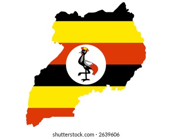 map of Uganda and Ugandan flag illustration