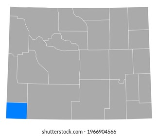 Map of Uinta in Wyoming on white