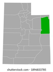 Karte von Uintah in Utah auf weiß