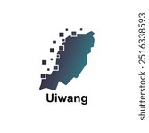 Map of Uiwang - location on South Korea, design with digital pixel modern simple logo template vectorMap of - location on South Korea, design with digital pixel modern simple logo template vector