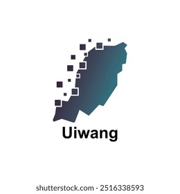 Map of Uiwang - location on South Korea, design with digital pixel modern simple logo template vectorMap of - location on South Korea, design with digital pixel modern simple logo template vector