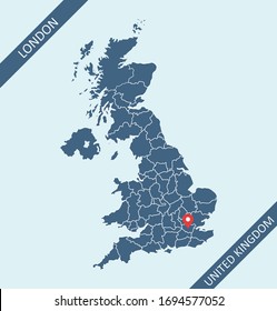 Map of UK with capital location London