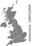 map of uk united kingdom design grey color vector illustration isolated background