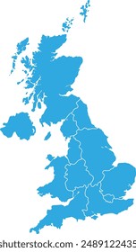 map of uk united kingdom design blue vector illustration isolated background