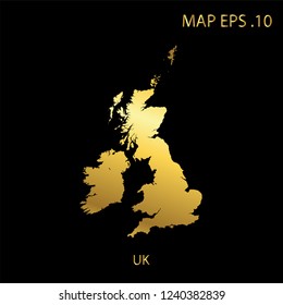 
Map of ukCounties abstract corlor Gold on Black background frame vector illustration eps 10.