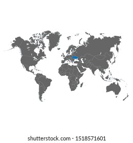 The map of Ukraina is highlighted in blue on the world map