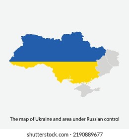 Map of Ukraine and area under Russian control isolated vector illustration