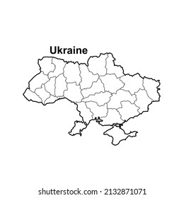Karte der Ukraine schwarze Vektorgrafik 