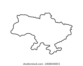 Map of Ukraine. Black outline of the map of Ukraine. Black and white vector illustration.