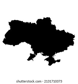 Map of Ukraine. Black silhouette of the borders of Ukraine. Independent state. Vector illustration flat design. Isolated on white background.