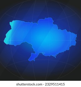 Map of Ukraine in blue color. Template for website, annual report, news, infographics. Vector Illustration 