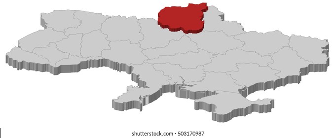 Map - Ukraine, Chernihiv - 3D-Illustration