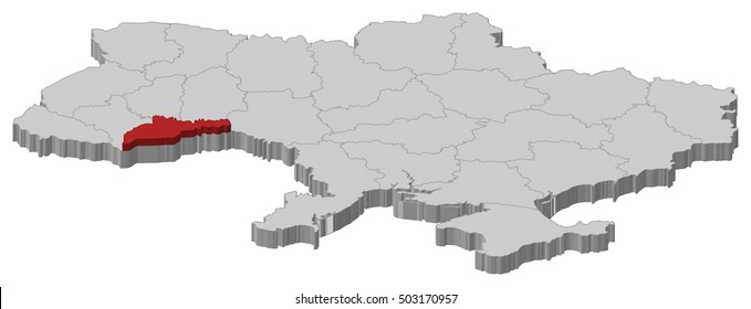Map - Ukraine, Chernivtsi - 3D-Illustration