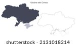 Map of Ukraine with Crimea isolated outline sketch and silhouette. Separated Crimean peninsula region marked with different color. Concept of conflict with Russia on 2014 and disputed territory.