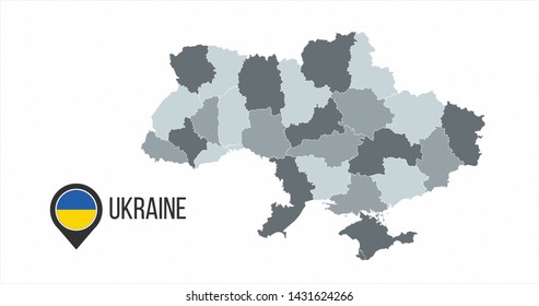 Map of Ukraine with divisions. Vector illustration isolated on white background