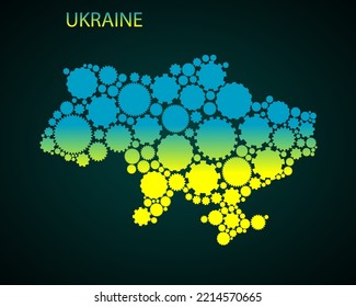 Map of Ukraine. Map of Ukraine drawn with circles. Ukraine. Territory of Ukraine.