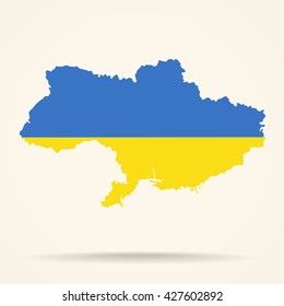 Map of Ukraine in Ukraine flag colors