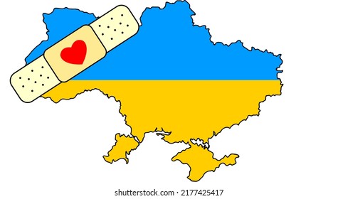 Map of ukraine in flag colors. Support Ukraine. No war. plaster in Ukraine. ukraine don't worry