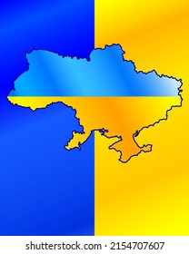 Map of Ukraine and flag on background