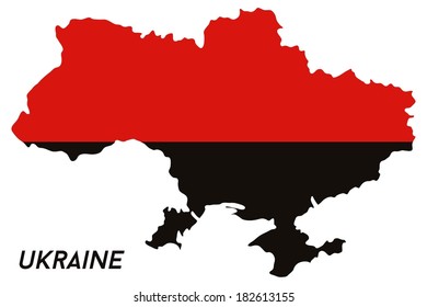 Map of Ukraine with flag of Ukrainian insurgent army inside, vector. Colors of UPA and Right Sector