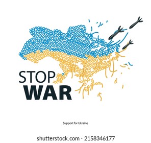 
Map Of Ukraine In The Form Of Cross-stitch. Vyshyvanka In Blue And Yellow Flag Of Ukraine. Attack From The Sky. Torn Embroidery. Save Ukraine. Border Violated.