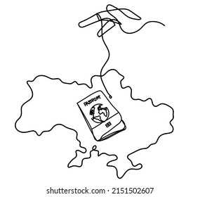 Mapa de Ucrania con la mano como dibujo de fondo blanco. Vector