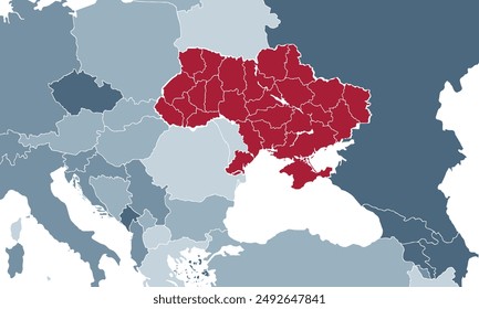 Map of Ukraine with individual colors,isolated on white background for website layouts,background,education, precise,customizable,Travel worldwide,map silhouette backdrop,earth geography, political.