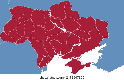 Map of Ukraine with individual colors,isolated on white background for website layouts,background,education, precise,customizable,Travel worldwide,map silhouette backdrop,earth geography, political.