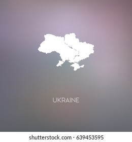 Map of Ukraine. Isolated map silhouette on blurred background. 