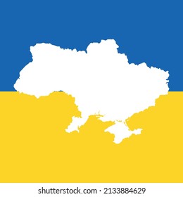 Mapa de Ucrania ilustraciones vectoriales aisladas con su bandera en el fondo.