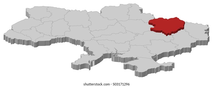 Map - Ukraine, Kharkiv - 3D-Illustration