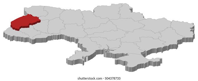 Map - Ukraine, Lviv - 3D-Illustration