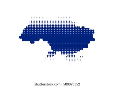 Map of Ukraine made of blue dotst. Stylish map  isolated on white background. Vector image.
